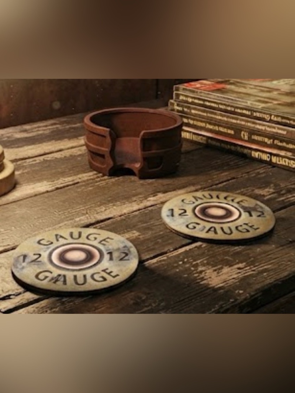 4 Big Sky Carvers 12 Gauge Shotgun Shell Coaster Set Bullet Coasters Hunting